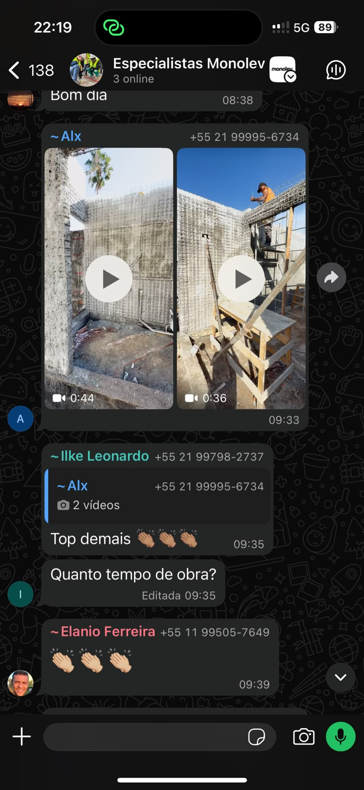 Alunos interagindo no grupo exclusivo